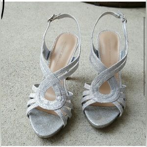 Audrey Brooke “Kellie” Heel; Silver Strappy Pump